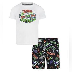 Nerf Under Armour Rash Guard & Neon Accent Swim Trunks Set, Little Boy 6 NEW